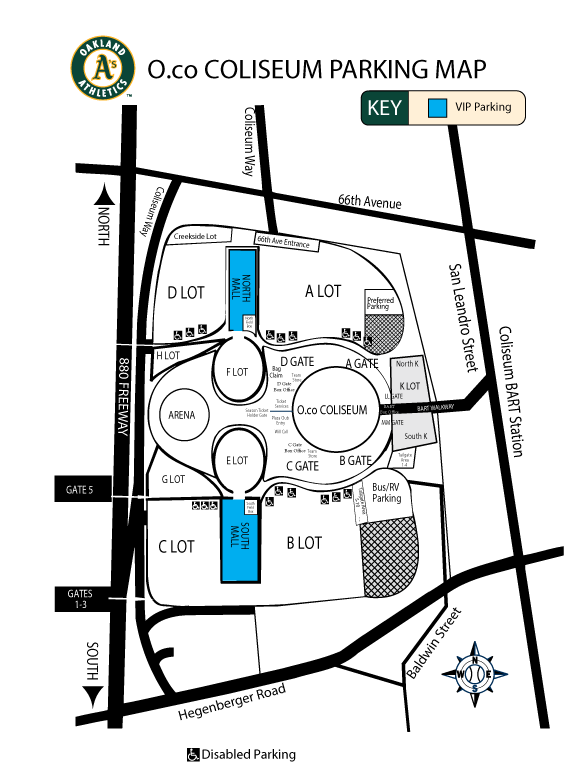 Download Parking Lot Map » - Oakland Athletics (612x792), Png Download