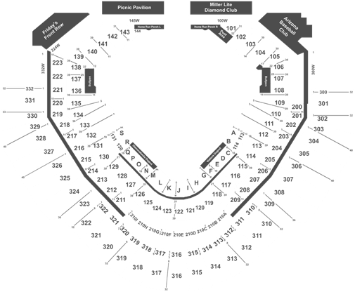 San Diego Padres At Chase Field, Phoenix Arizona - Chase Field Map Legends Suite (525x430), Png Download
