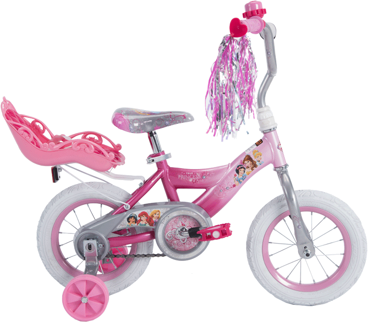 12" Disney Princess Girls' Ez Build Bike With Doll - Bicycle (820x648), Png Download