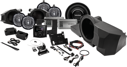 Polaris Rzr Stage 5 Rockford Fosgate Stereo System - Rockford Fosgate Rzr Stage 4 Kit (523x457), Png Download