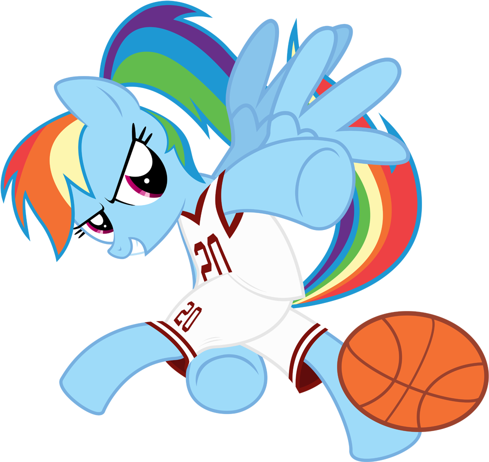 My Little Pony Bastketball - Rainbow Dash Playing Basketball (1000x929), Png Download