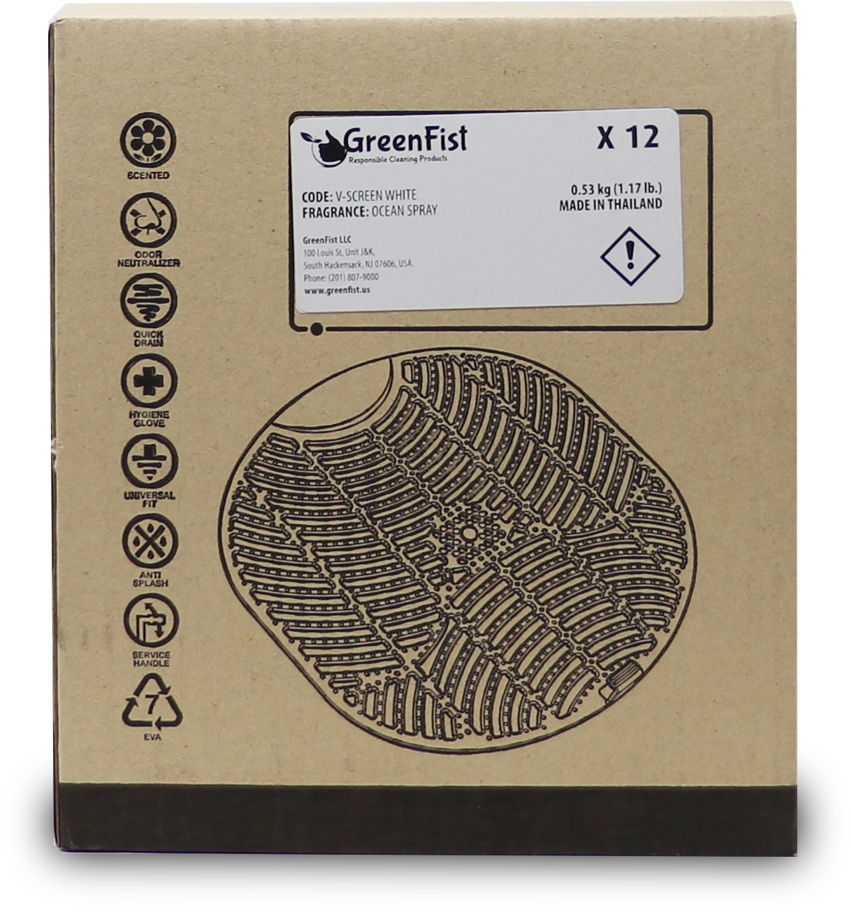 Urinal Screen & Deodorizer [universal Fit] Modern Industrial - Greenfist V-screen - Urinal Screen & Deodorizer (2000x2000), Png Download