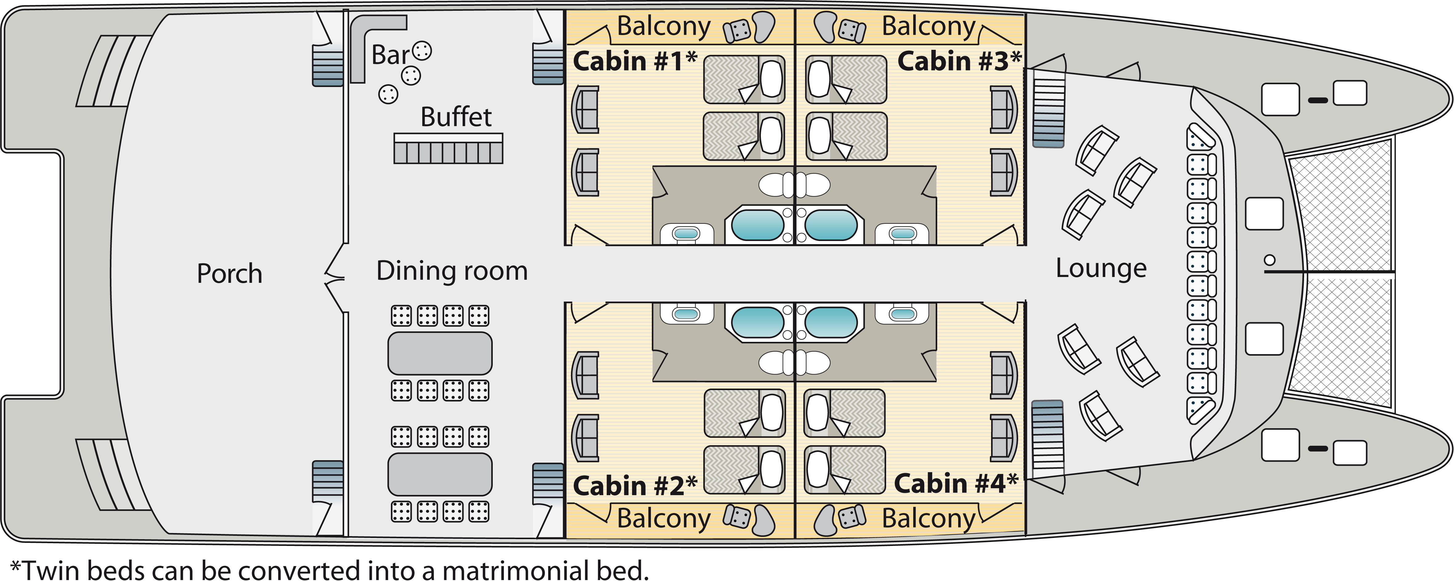Oceanspray Main Deck - Plan (800x320), Png Download