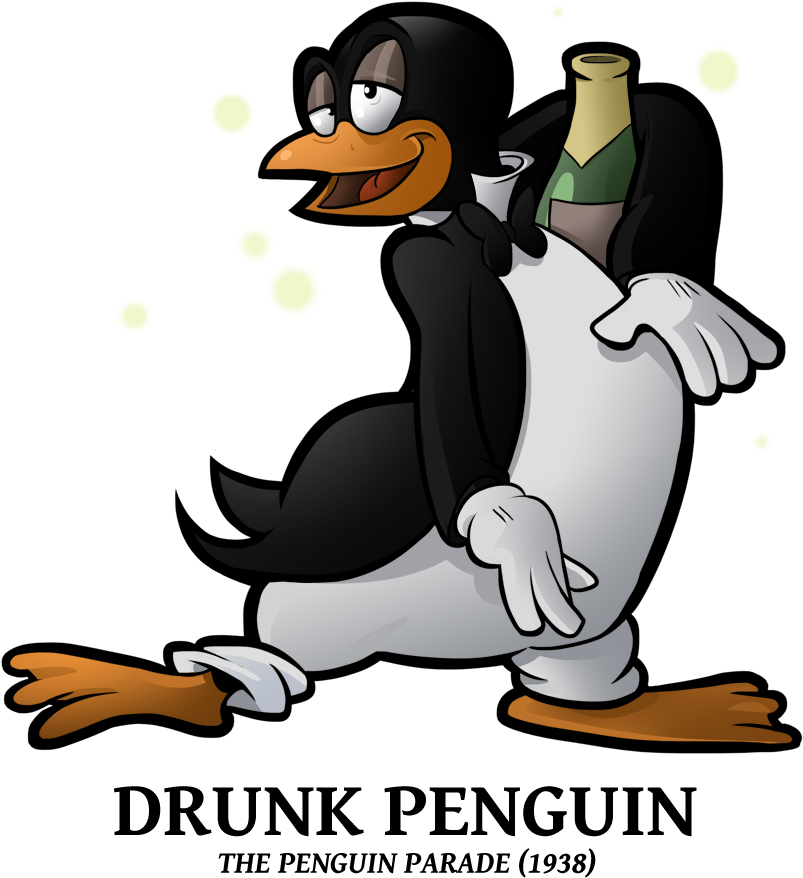 Penguin Clipart Drunk - 1930 Cartoon Penguin (858x900), Png Download