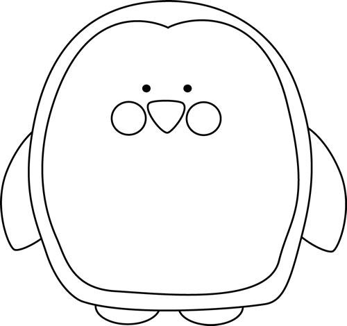 Black And White Penguin Clip Art - Cute Penguin Clipart Black And White (500x470), Png Download