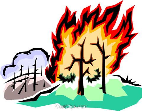 Forest Fire Royalty Free Vector Clip Art Illustration - Drawings Of Forest Fire (480x375), Png Download