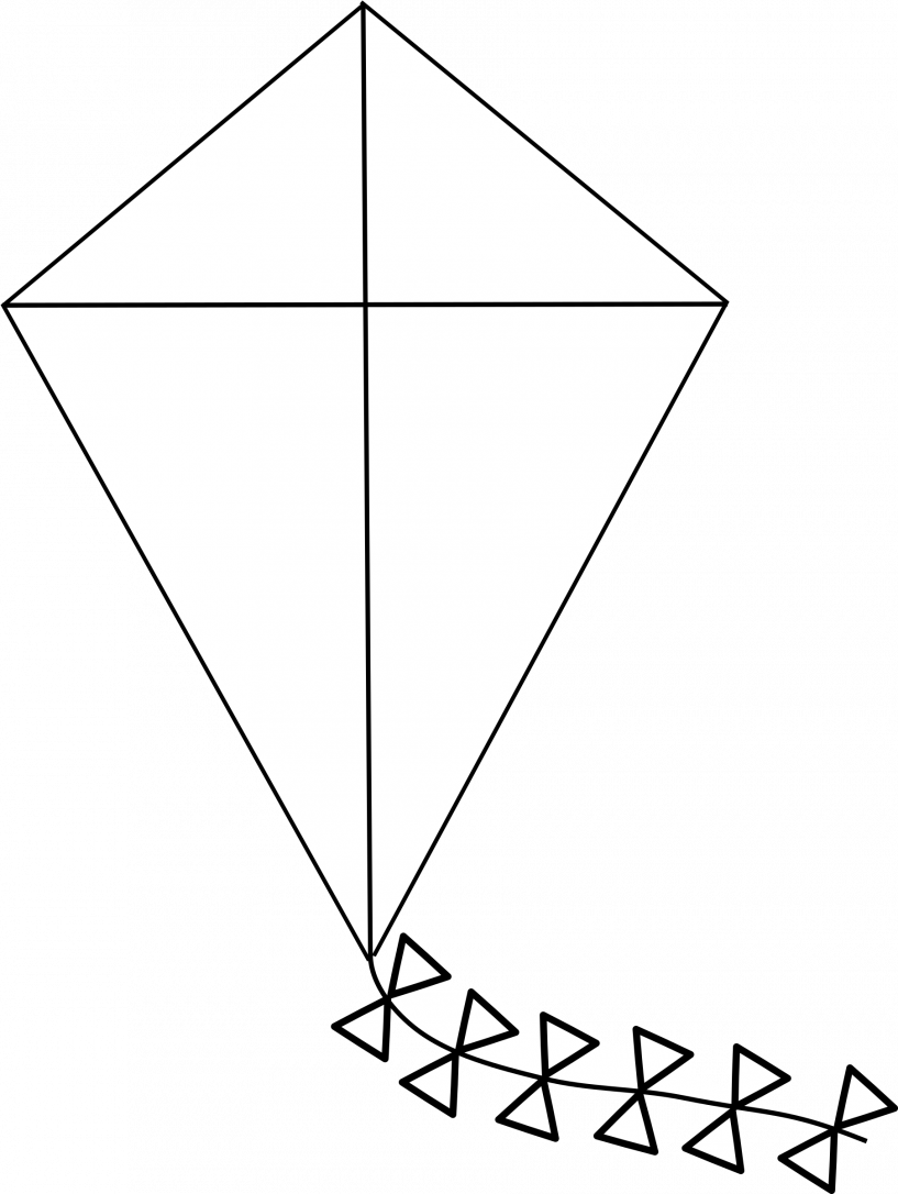 Outline Of A Kite (817x1086), Png Download