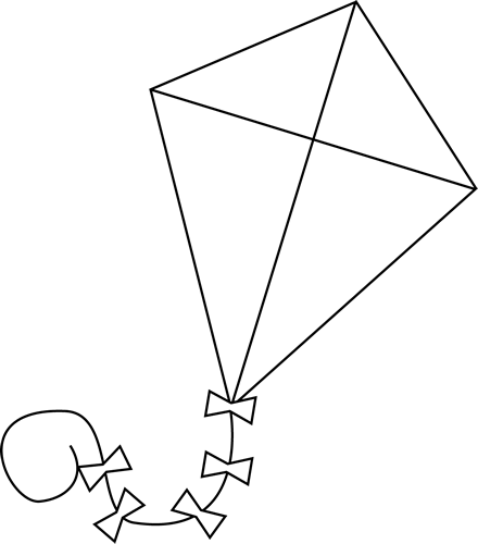 Kite Black And White Black And White Kite Clip Art - Kite With Black Background (440x500), Png Download