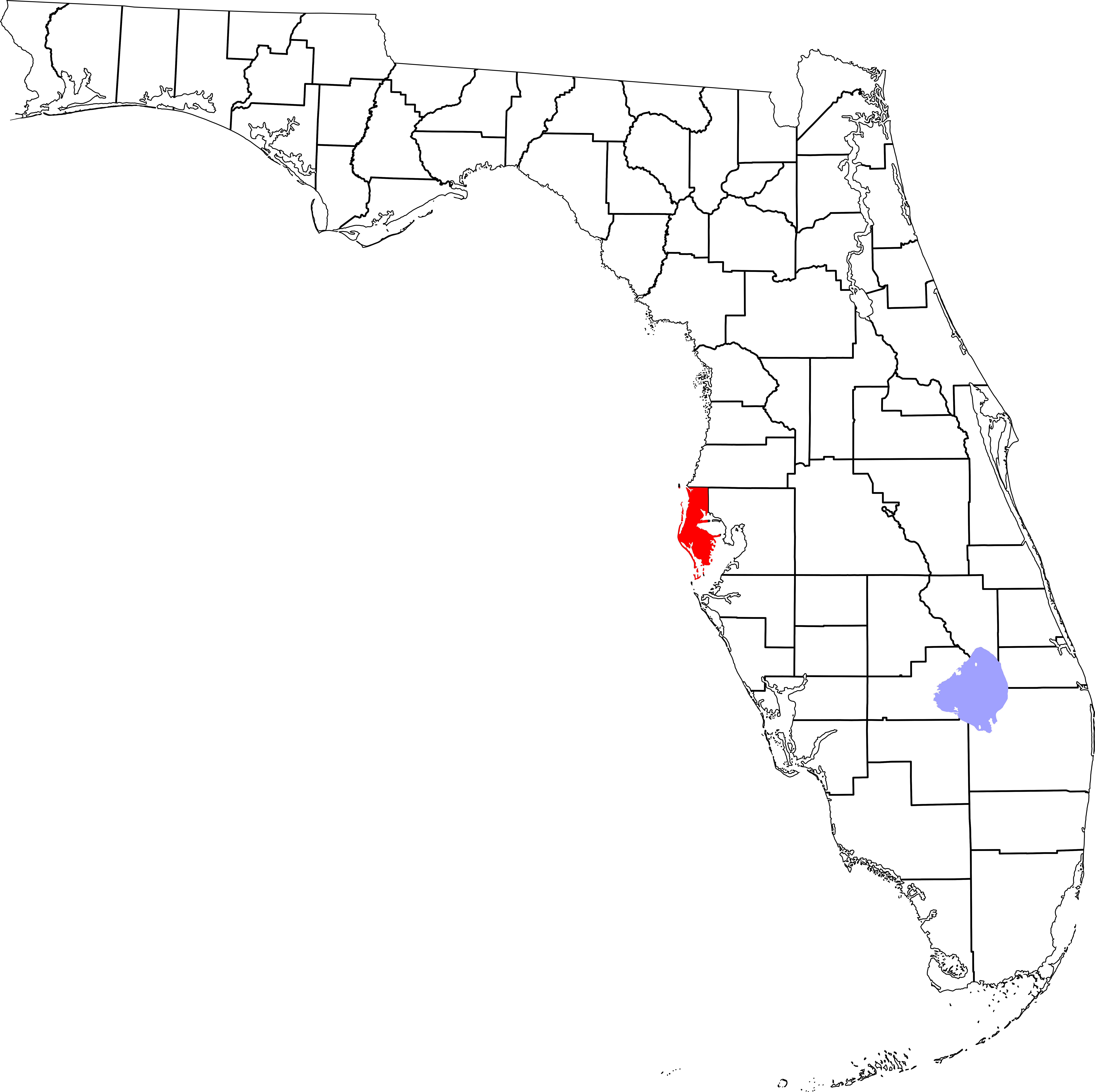 Map Of Florida Highlighting Pinellas County (7342x7321), Png Download
