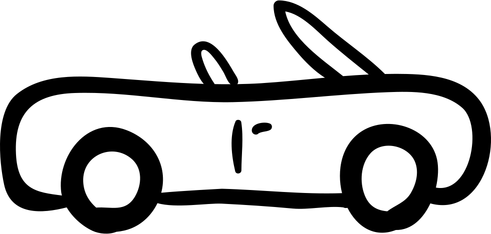 Sportive Car Hand Drawn Outline Comments - White Cartoon Car Png (980x468), Png Download