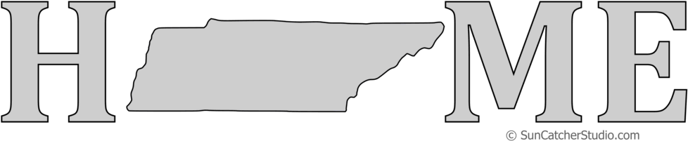 Tennessee Home Stencil Pattern Shape State Stencil - Template (1020x212), Png Download