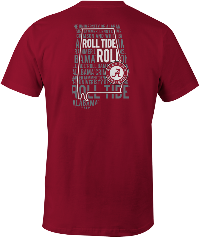 Ncaa Alabama Crimson Tide State Outline T-shirt - Alabama Crimson Tide (672x800), Png Download