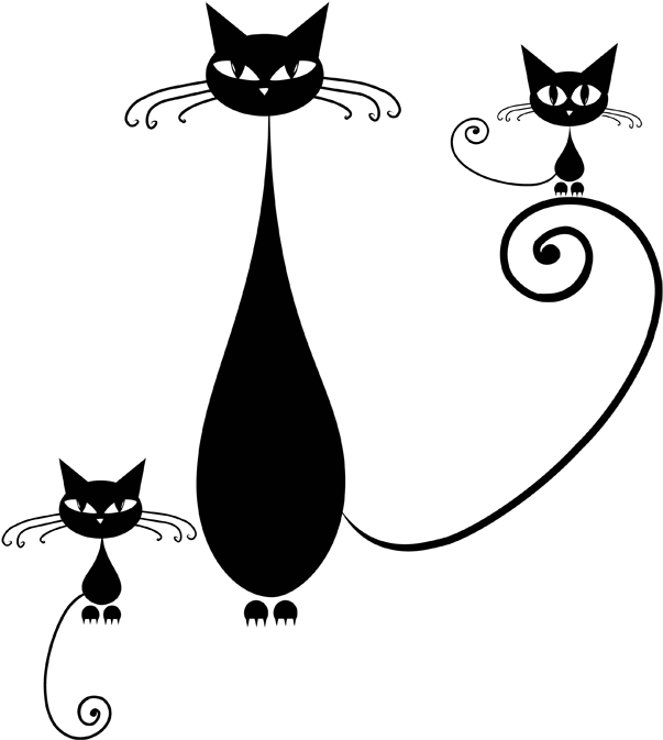 Трафареты Для Рисования На Стенах - Black Cat Silhouette (633x700), Png Download