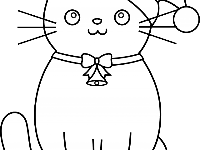 Drawn Black Cat Outline - Christmas Cat (640x480), Png Download