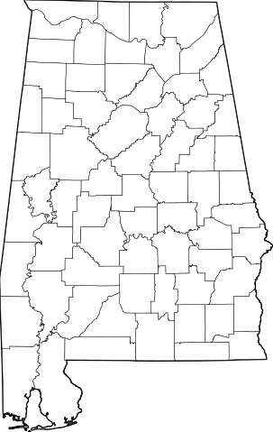 152 × 240 Pixels - Map Of Alabama (303x479), Png Download
