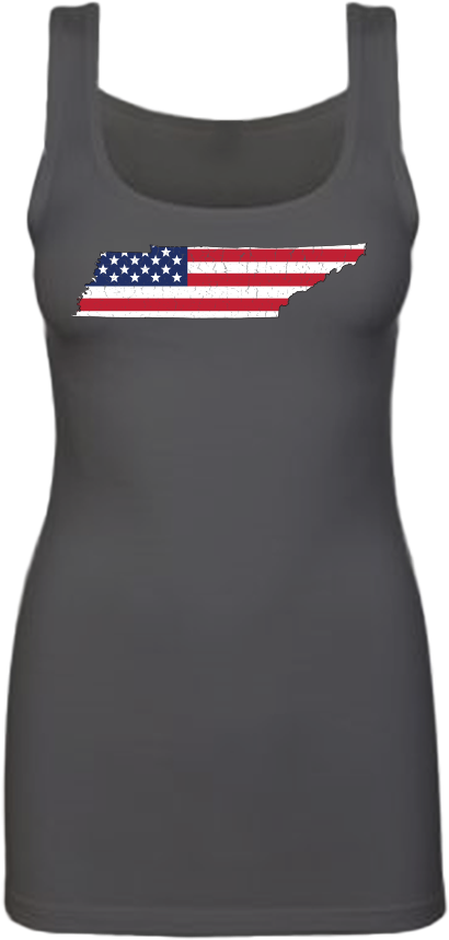 Tennessee Us Flag State Outline Womens Tank Top - Tennessee (1000x1000), Png Download