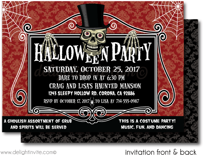 Spooky Skeleton Halloween Party Invitations - Spooky Halloween Party Invites (656x530), Png Download