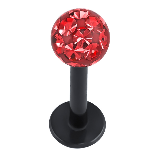 Freshtrends Cz Ferido Ball Black Plated Lip Ring / - Lip Piercing (730x730), Png Download