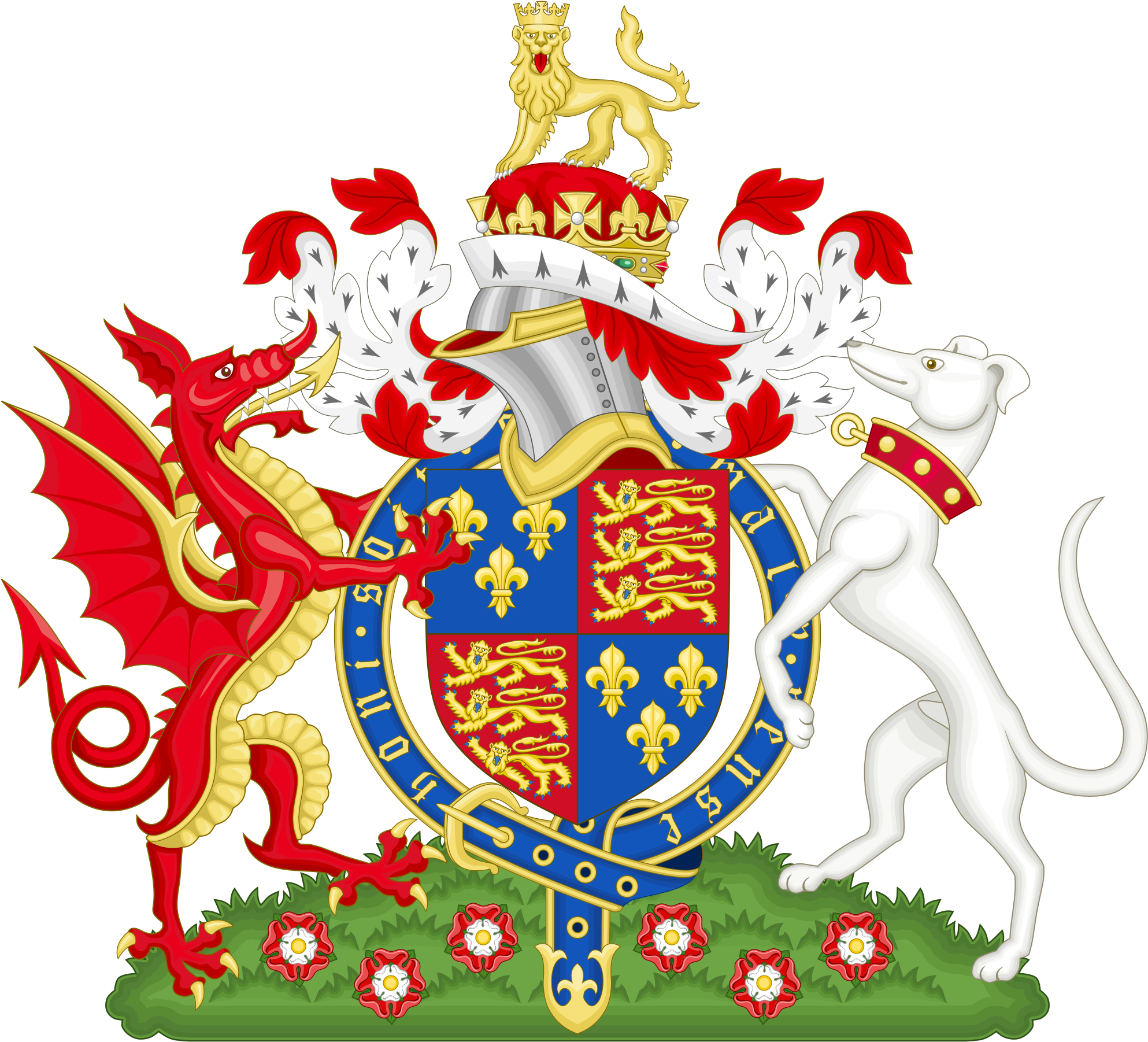 Coat Of Arms Of Henry Vii, Showing A Welsh Dragon As - Tudors Coat Of Arms (2000x1871), Png Download