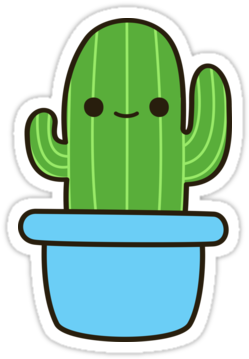 Afficher L'image D'origine - Kawaii Stickers Cactus (375x360), Png Download