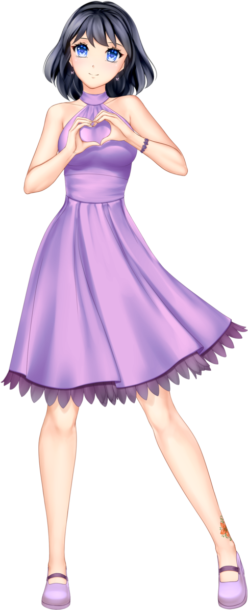 Anime Girl With Black Hair Short Hair Himari Kobayashi - Black Hair (939x1280), Png Download