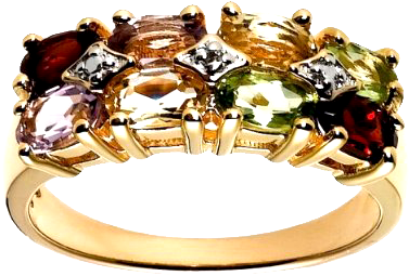 18k Gold Overlay Sterling Silver Multi-gemstone Ring - 18k Gold Overlay (400x400), Png Download