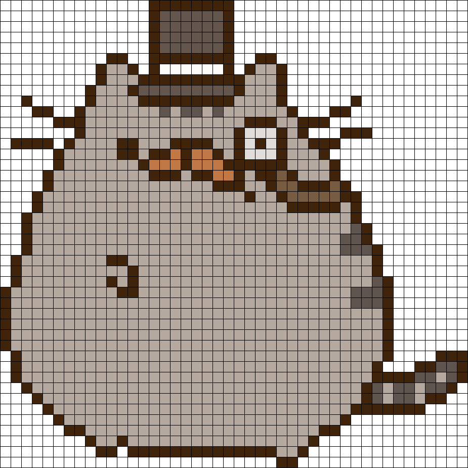 Fancy Pusheen Perler Bead Pattern / Bead Sprite - Perler Bead Patterns Pusheen Cat (925x925), Png Download