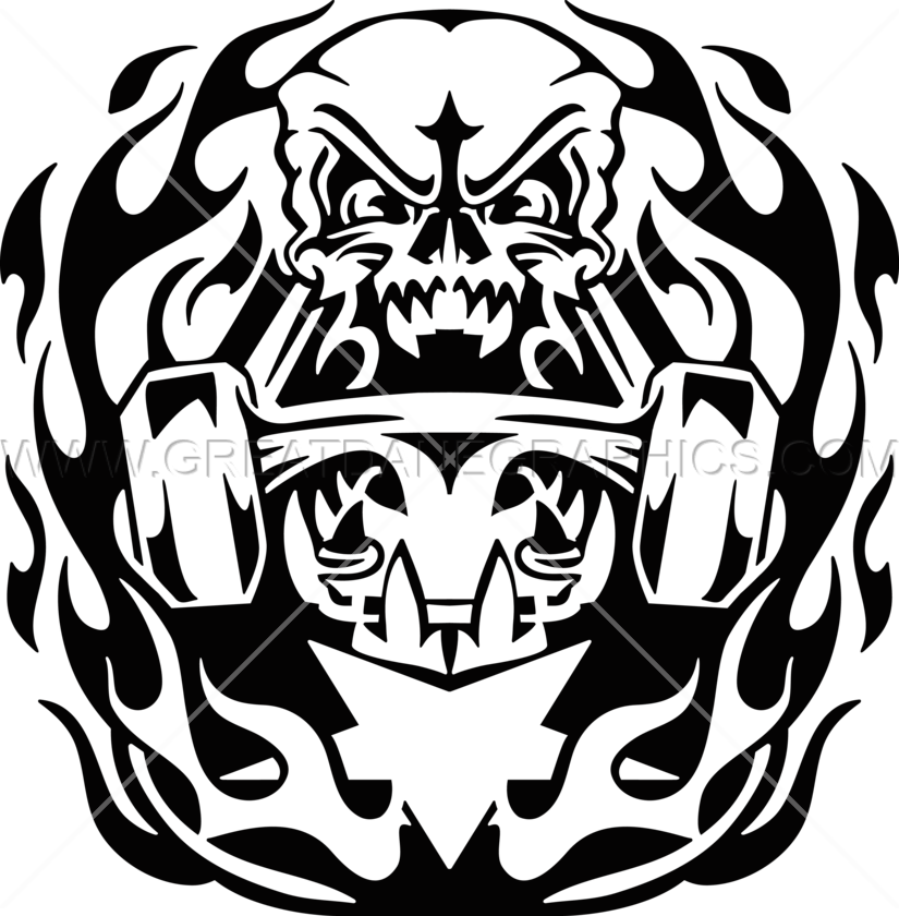 Skull & Skateboard Flames - Drawing (825x840), Png Download