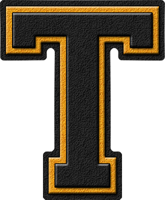Etc > Presentations Etc Home > Alphabets > Varsity - Gold Varsity Letter T (330x400), Png Download