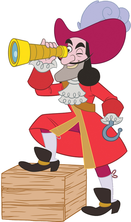 Captain Hook Looking In Telescope - Captain Jake And The Neverland Pirates Hook Png (488x794), Png Download