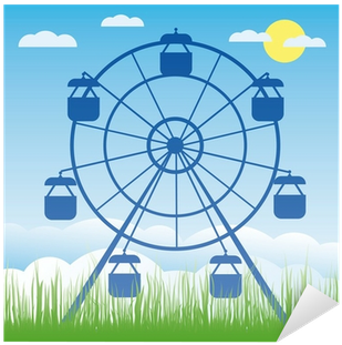 Ferris Wheel Vector Illustration - Ferris Wheel Amusement Park Cartoon (400x400), Png Download