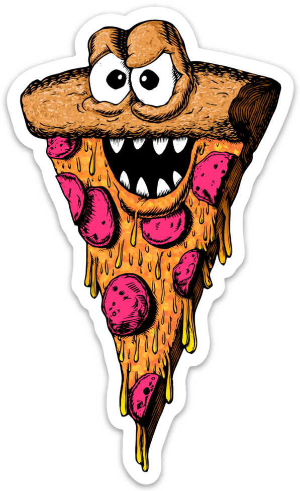 Image Of Pizza Monster Sticker - Cartoon Monster Sticker Set (597x977), Png Download