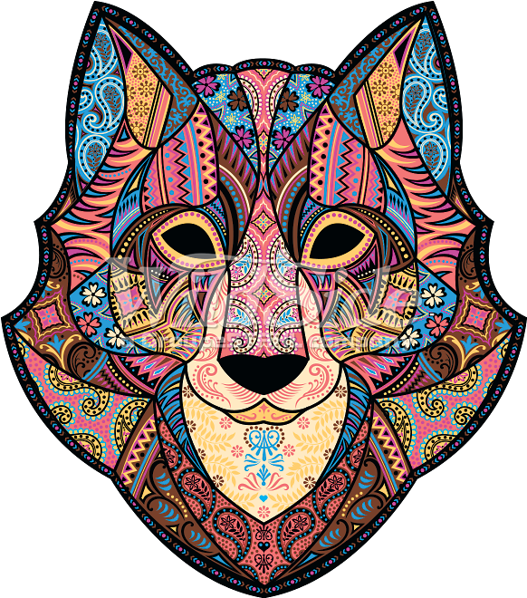 Wolf - Art - Mosaic - Wolf Mosaic (675x675), Png Download