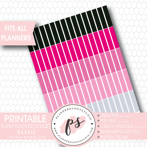 "barbie" Blank Header Printable Planner Stickers Plannerologystudio - Parallel (600x600), Png Download