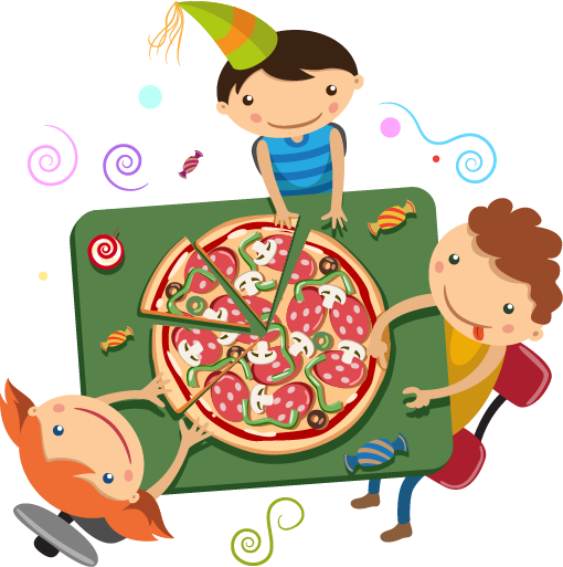 Online Pizza Payment - Friends Eating Pizza Cartoon (510x513), Png Download
