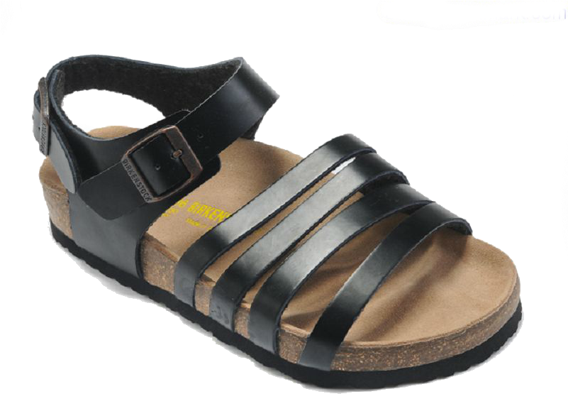 Chancla Buena - Birkenstock Almeria Sandals Leather Black (800x600), Png Download