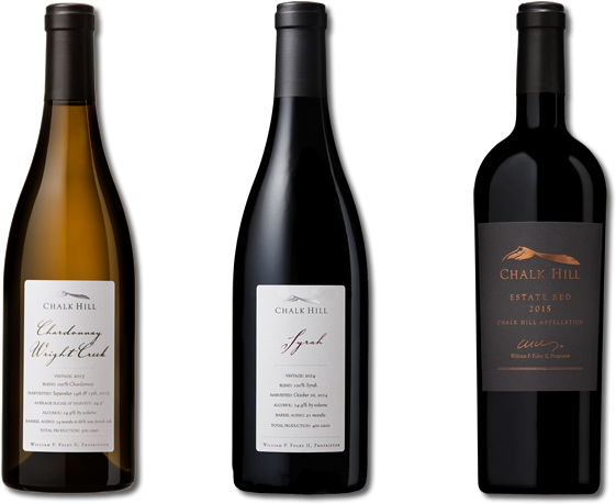 3 Bottles Of Chalk Hill Red And White Wine - Wine Bottle (720x480), Png Download
