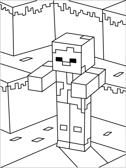 printable minecraft zombie coloring page minecraft zombie coloring pages full size png download seekpng