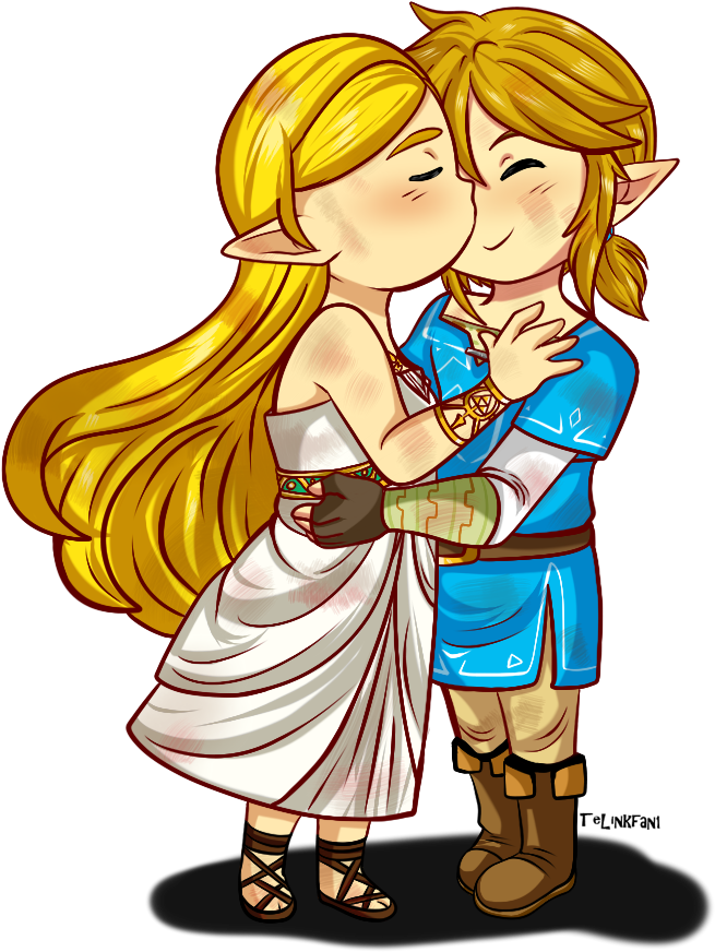 Botw Zelink Kisses - Digital Art (870x1189), Png Download