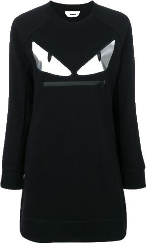 Monster Eyes Sweater Dress - Mango Coat Black Zip (500x500), Png Download