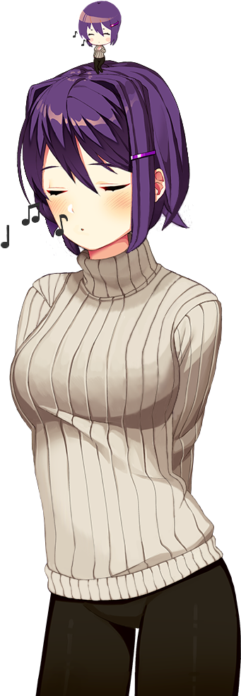 Yuri And Chibi Yuri Whistling A Song Ddlc Png Doki - Yuri Ddlc Short Hair (500x1000), Png Download