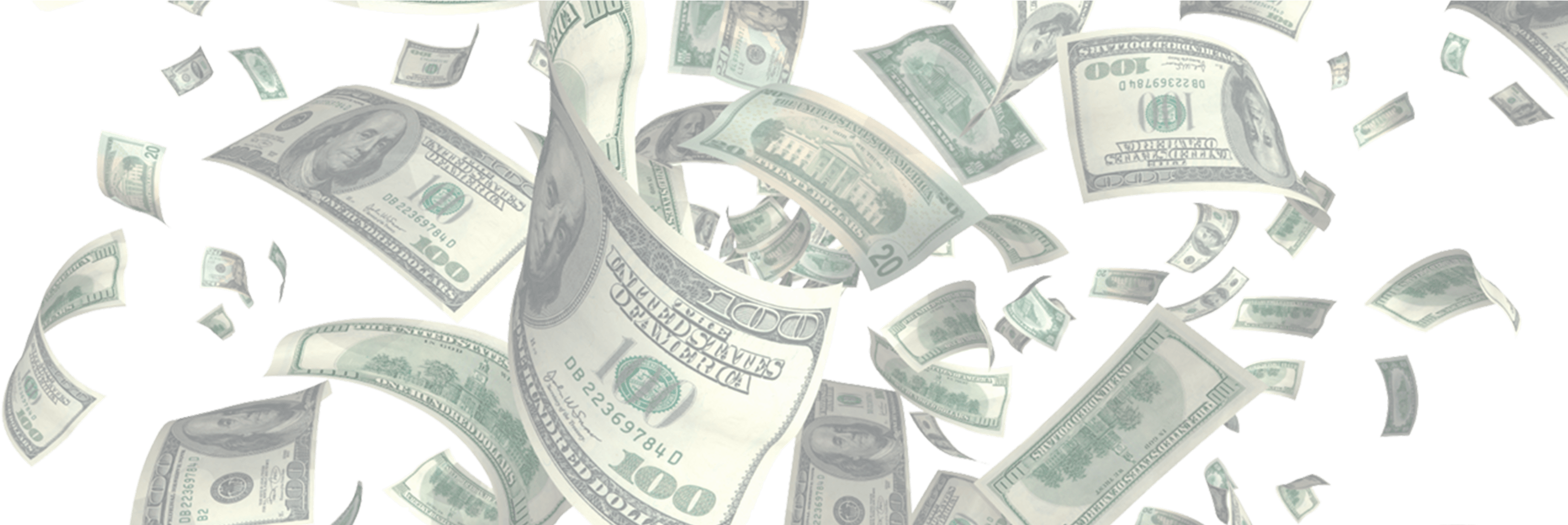 Flying Dollars (3000x1000), Png Download