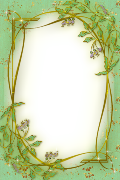 Green And Gold Transparent Frame With Soft Flowers - Poems Of Angela Manalang Gloria (400x600), Png Download