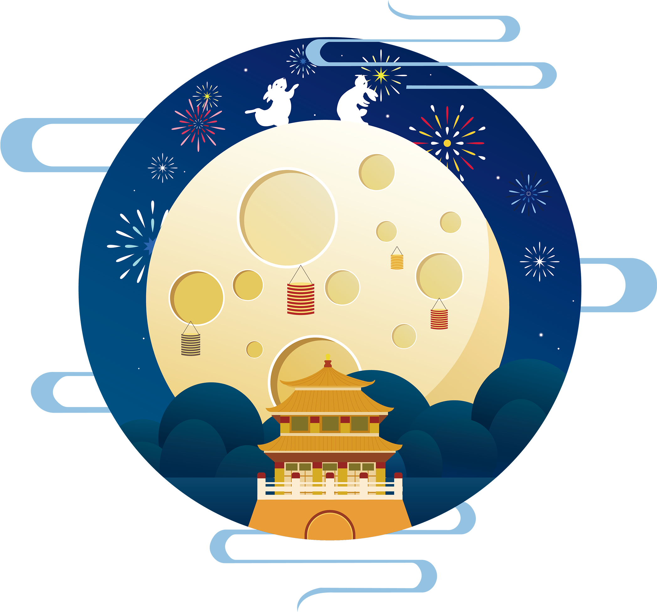 Hand Drawn Cartoon Round Star Festival Decoration Vector - Mid-autumn Festival (2503x2469), Png Download
