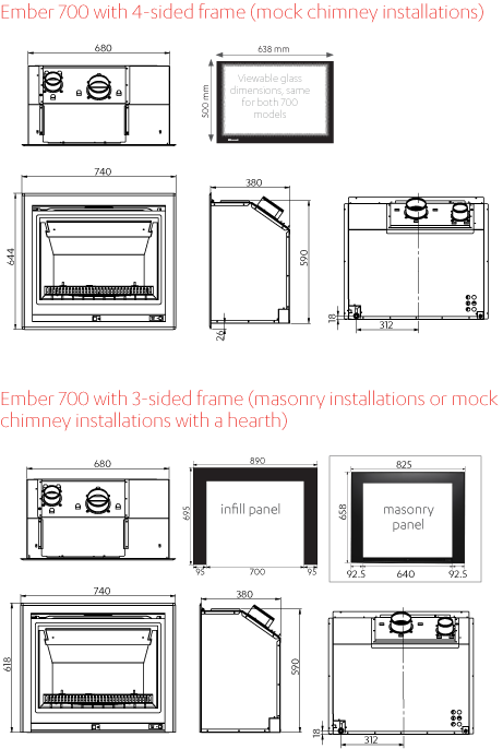 Ember 700 Dimensions Diagram - Fire (461x686), Png Download