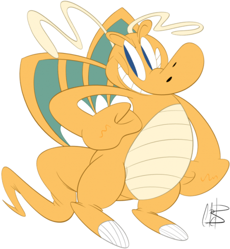 Pokemon Em Cartoon - Dragonite (500x500), Png Download