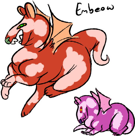 Fire Types, Embeow , And Beowyrd(beowulf Wyrm Wyrd) - Cartoon (500x500), Png Download