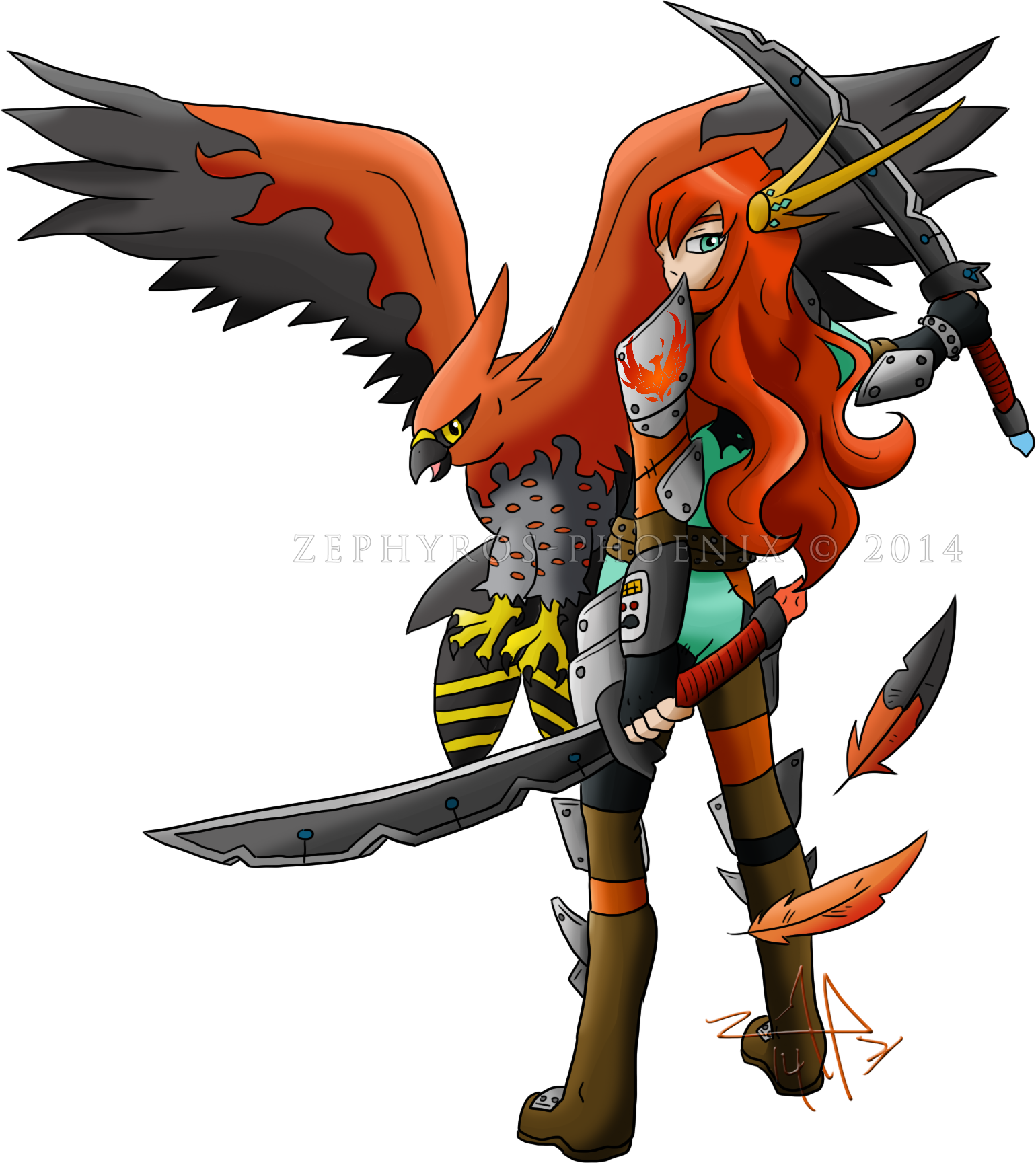 Osprey And Talonflame (1540x1729), Png Download