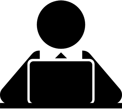 Contact Sales Support - Man On Laptop Icon (400x357), Png Download