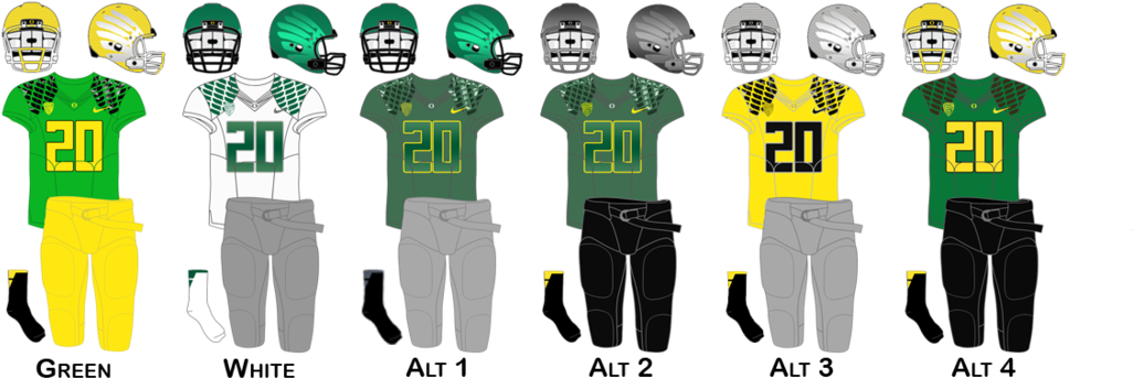 Uo Pac 12 Uniforms 2012 2013 Medium - All Of Oregon Ducks Uniforms (1100x375), Png Download